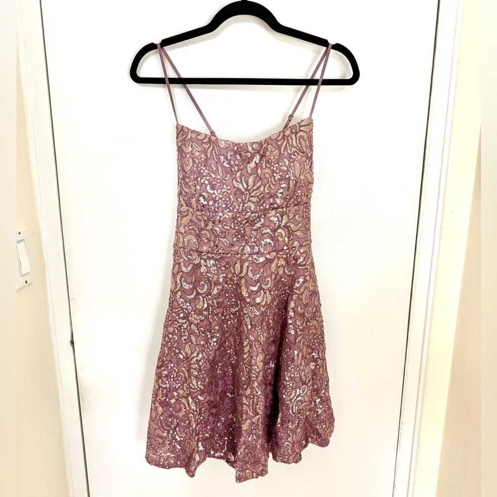 Emerald Sundae Pink Sequin Backless Mini Dress